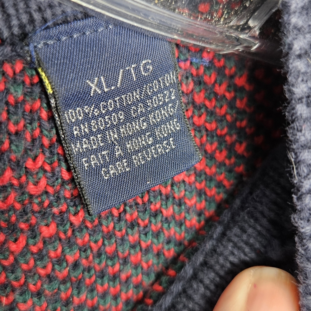 Woods & Gray Navy Plaid 100% Cotton Sweater Sz XL Unisex - Picture 5 of 7
